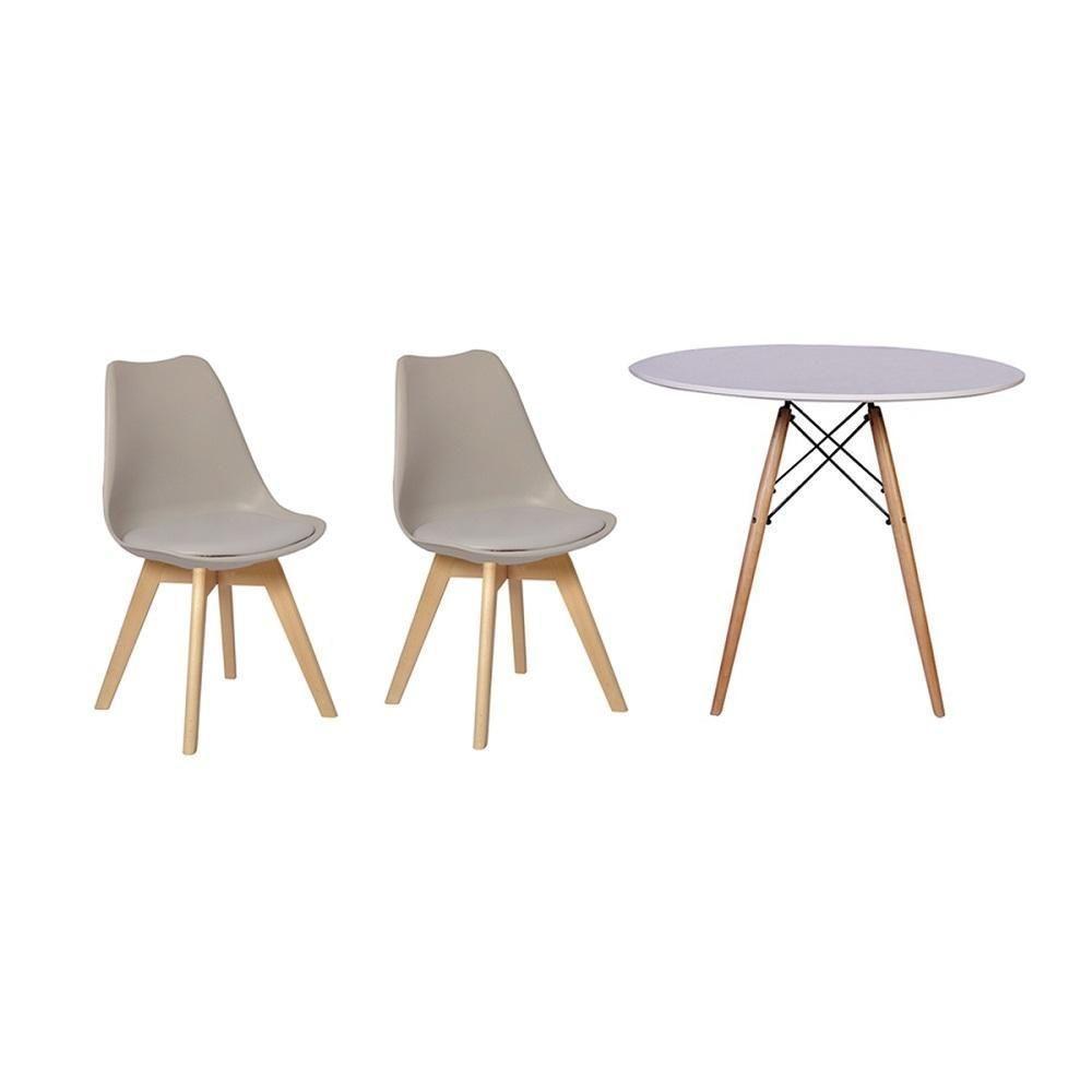 Kit Mesa Jantar Eiffel 90cm Branca + 02 Cadeiras Leda - Nude - 8