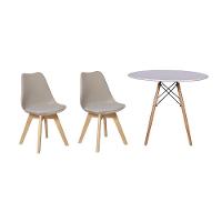 Kit Mesa Jantar Eiffel 90cm Branca + 02 Cadeiras Leda - Nude - 15