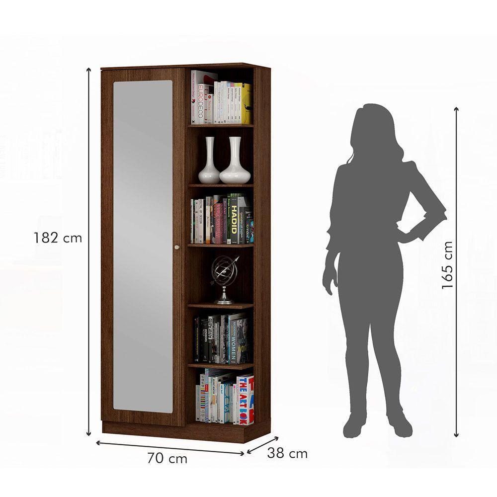 Armário Multiuso João Pessoa 1 Porta Com Espelho Valdemóveis Chocolate - 4