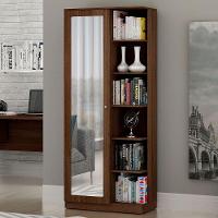 Armário Multiuso João Pessoa 1 Porta Com Espelho Valdemóveis Chocolate - 1