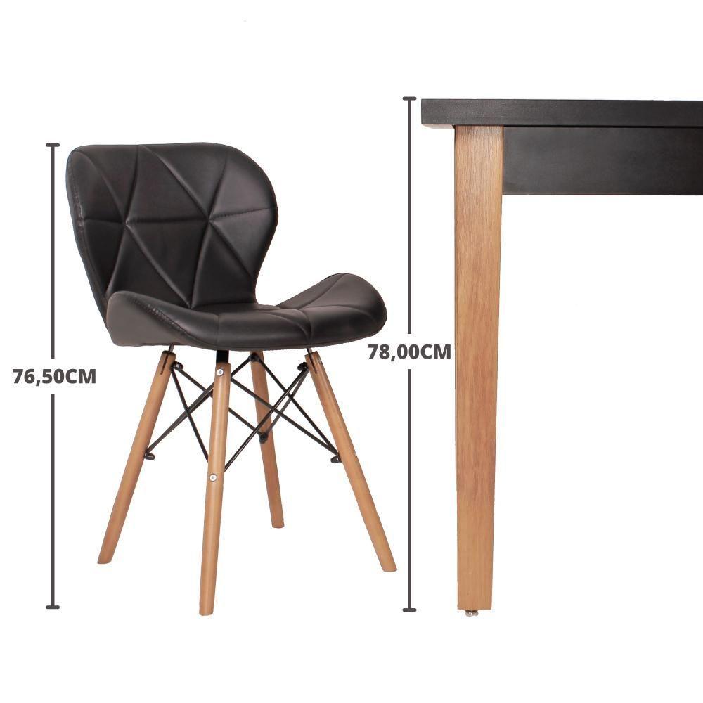 Kit Mesa Luiza 135cm Branca 6 Cadeiras Slim Preto - 7