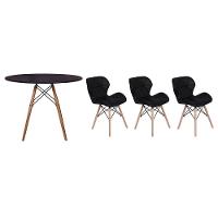 Mesa Jantar Eiffel 80cm Preta e 3 Cadeiras Slim Preta - 1