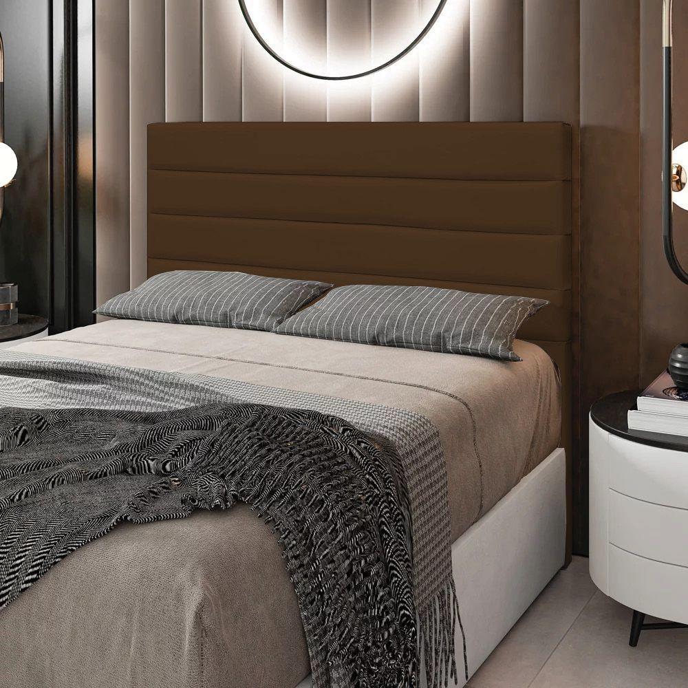 Cabeceira Rubi Cama Box Casal 140cm Corino Marrom - 1