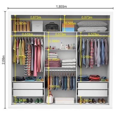 Guarda Roupa Casal Isabela 3 Portas de Correr 4 Gavetas Branco Carioca Móveis