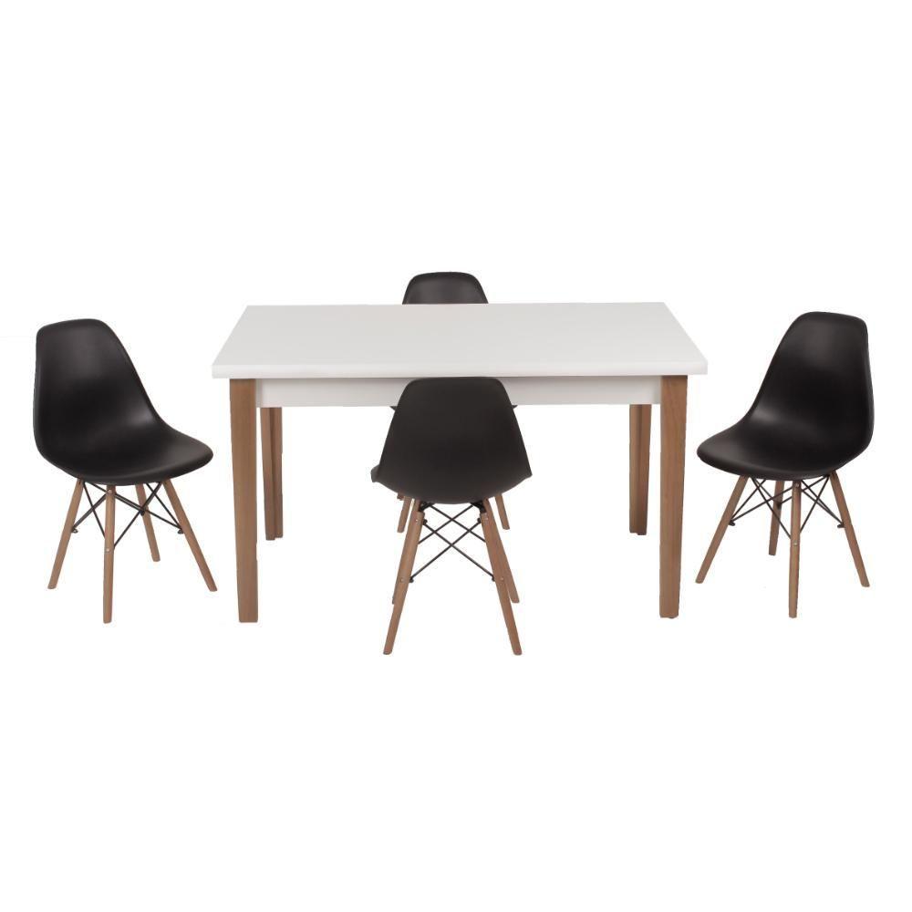 Kit Mesa Luiza 135cm 4 Cadeiras Eiffel Preto - 1