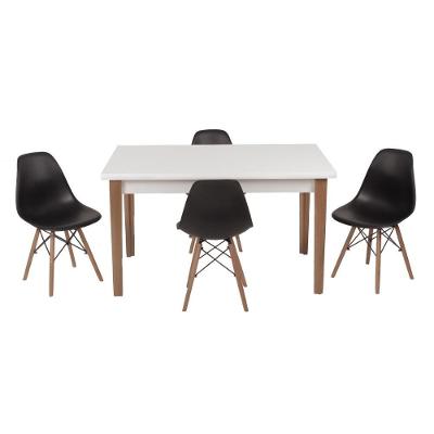Kit Mesa Luiza 135cm 4 Cadeiras Eiffel Preto