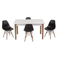 Kit Mesa Luiza 135cm 4 Cadeiras Eiffel Preto - 1