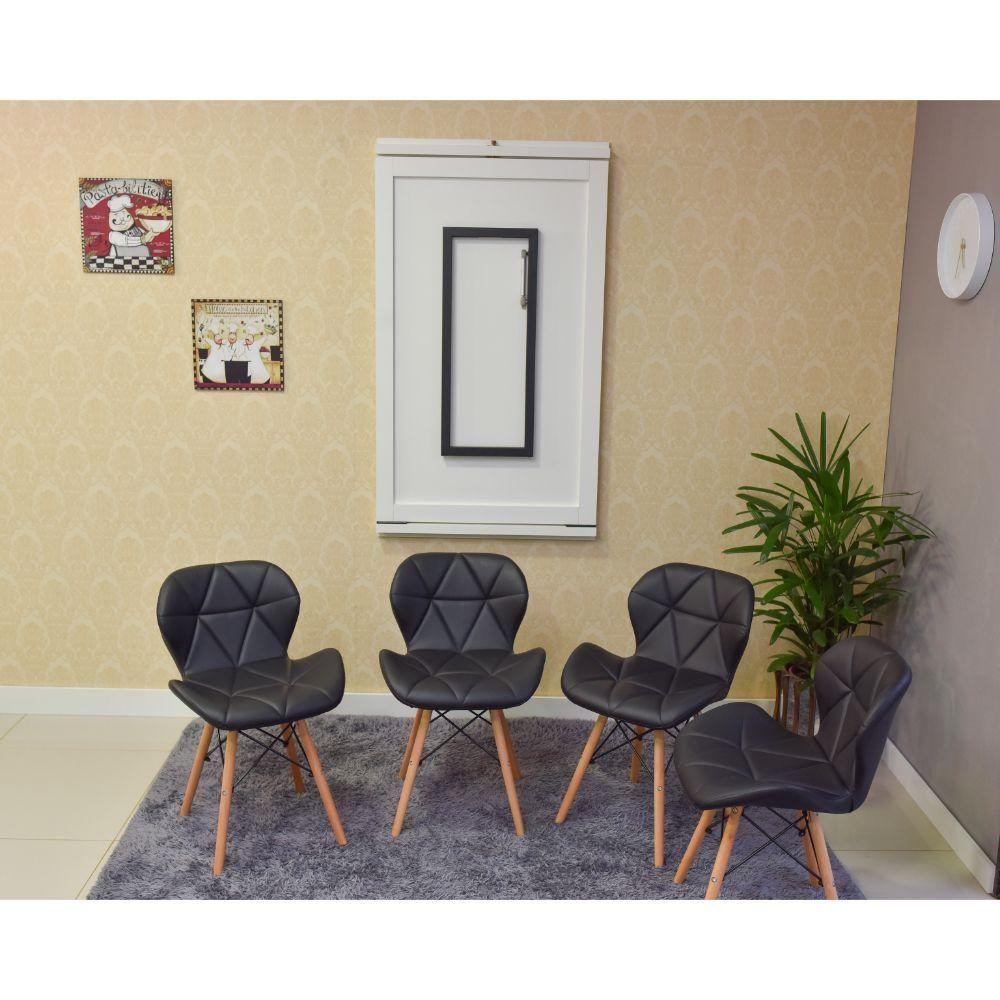 Conjunto Mesa Dobrável Retrátil 120x75 Branca e 4 Cadeiras Slim Preta - 4