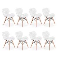 Kit 08 Cadeiras Charles Eames Eiffel Slim Wood Branca