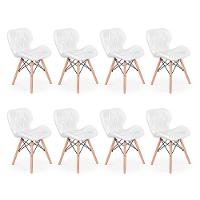 Kit 08 Cadeiras Charles Eames Eiffel Slim Wood Branca - 8