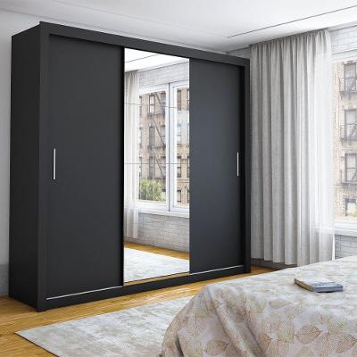 Guarda Roupa Guarda Roupa Isabela 3 Portas de Correr 4 Gavetas Preto Carioca Móveis