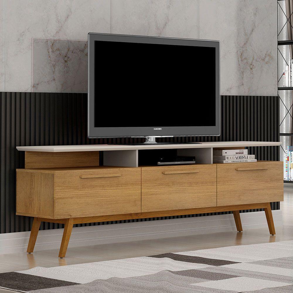 Rack Para Tv São Paulo Até 70 Polegadas 1 Porta Valdemóveis Cinamomo Com Off White - 1