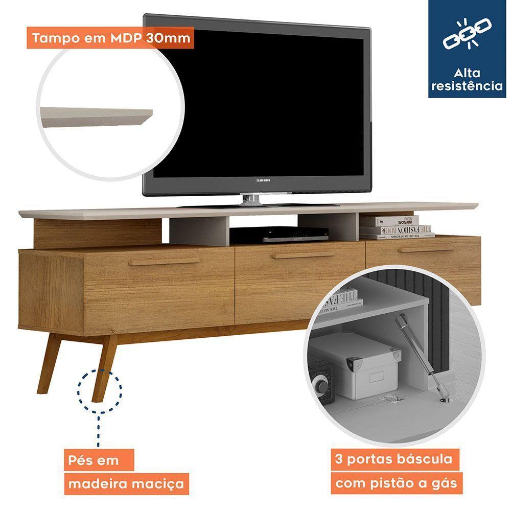 Rack Para Tv São Paulo Até 70 Polegadas 1 Porta Valdemóveis Cinamomo Com Off White - 2