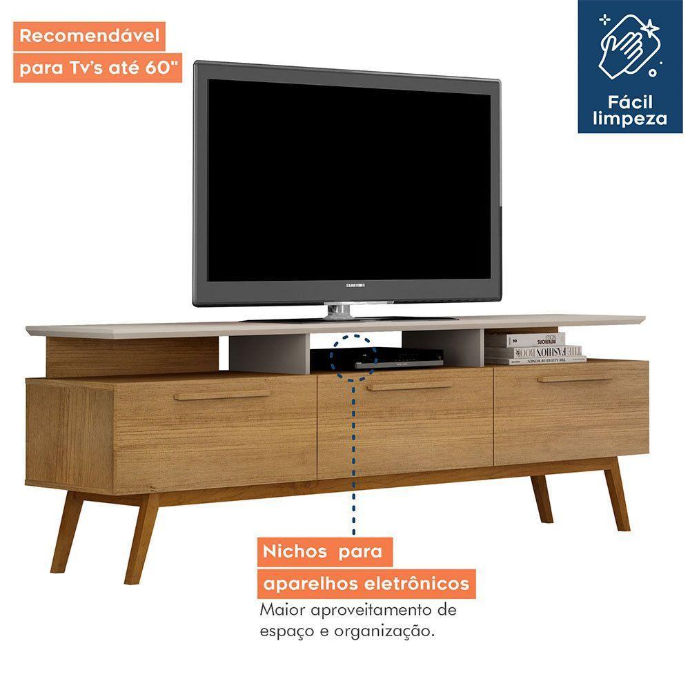 Rack Para Tv São Paulo Até 70 Polegadas 1 Porta Valdemóveis Cinamomo Com Off White - 3