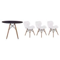 Kit Mesa Jantar Eiffel 90cm Preta 03 Cadeiras Slim Branca - 1