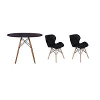 Kit Mesa Jantar Eiffel 90cm Preta 02 Cadeiras Slim Preta - 1
