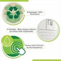 Guarda Roupa Casal Com Espelho 3 Portas 9 Gavetas New Star Sallêto Móveis Ipê Com Off White - 3