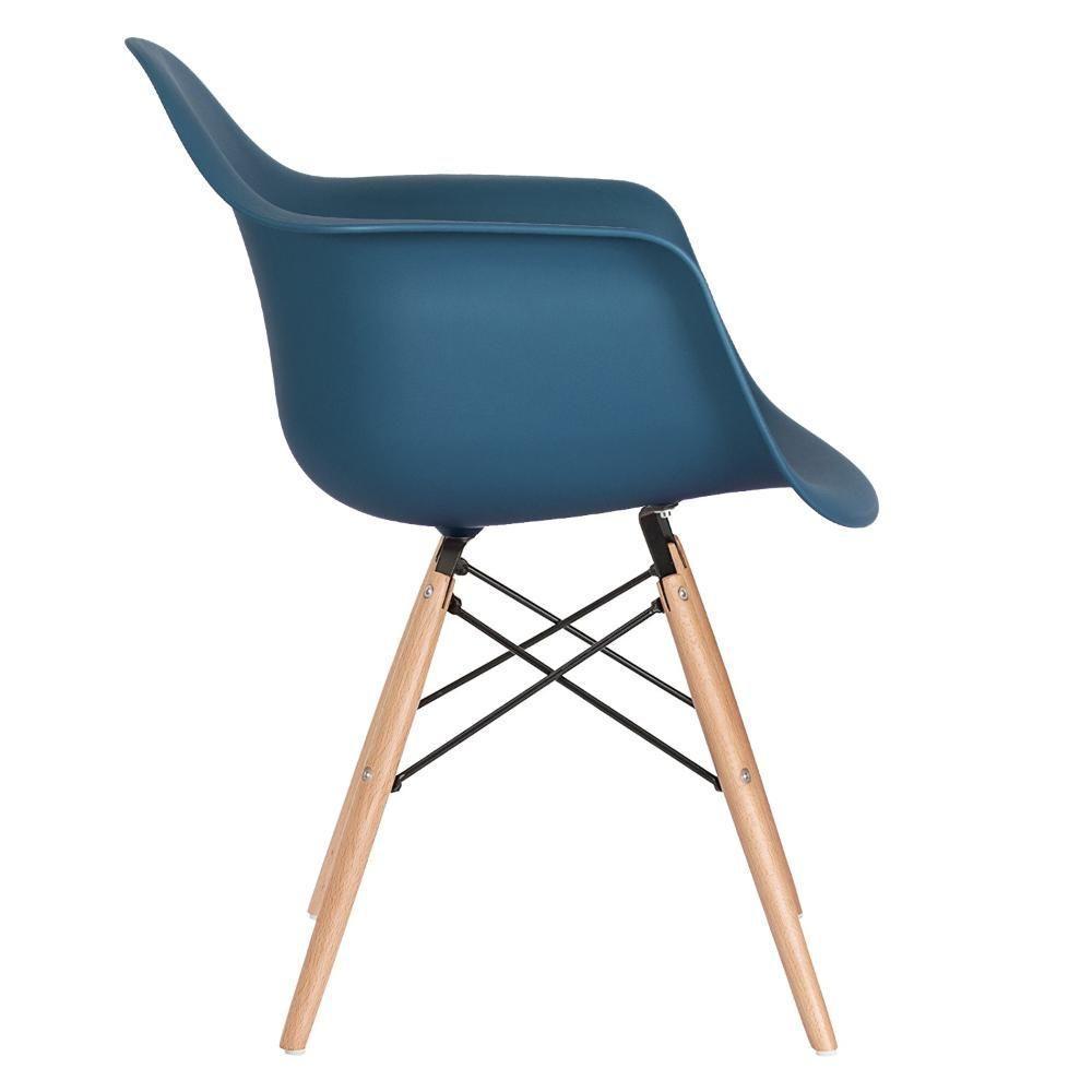 Mesa Redonda Eames 100 Cm Branco + 4 Cadeiras Eiffel Daw Azul Petróleo Azul Petróleo - 4