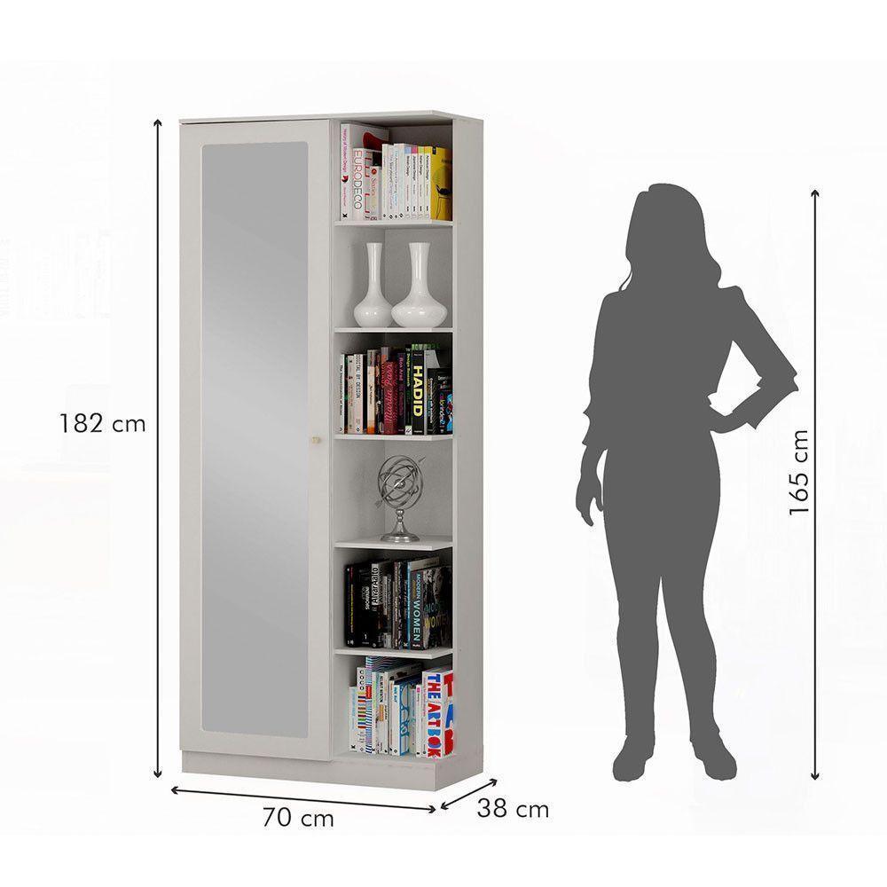 Armário Multiuso João Pessoa 1 Porta Com Espelho Valdemóveis Branco - 3