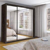 Guarda Roupa Casal Isabela Master Com Espelho 3 Portas De Correr 4 Gavetas Carioca Moveis Preto - 1