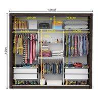 Guarda Roupa Casal Isabela Master Com Espelho 3 Portas De Correr 4 Gavetas Carioca Moveis Preto - 3