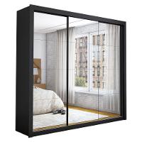 Guarda Roupa Casal Isabela Master Com Espelho 3 Portas De Correr 4 Gavetas Carioca Moveis Preto - 5