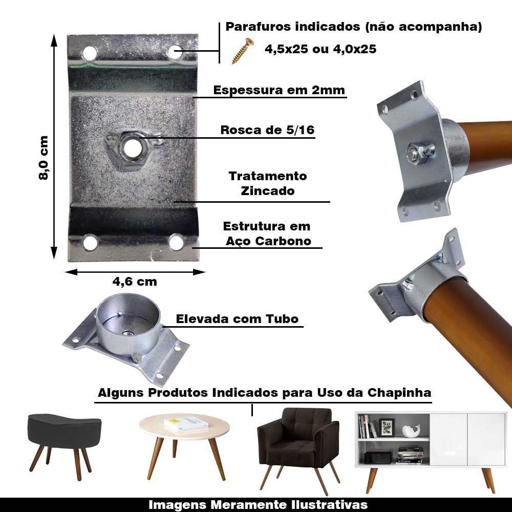 Kit 10 Chapinhas Elevada Com Tubo Pés Palito 5/16 Zincada - 6