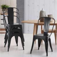 Kit Com 4 Cadeiras Tolix Preto Fosco Industrial Durável, Moderna E Versátil Para Sala, Cozinha - 2