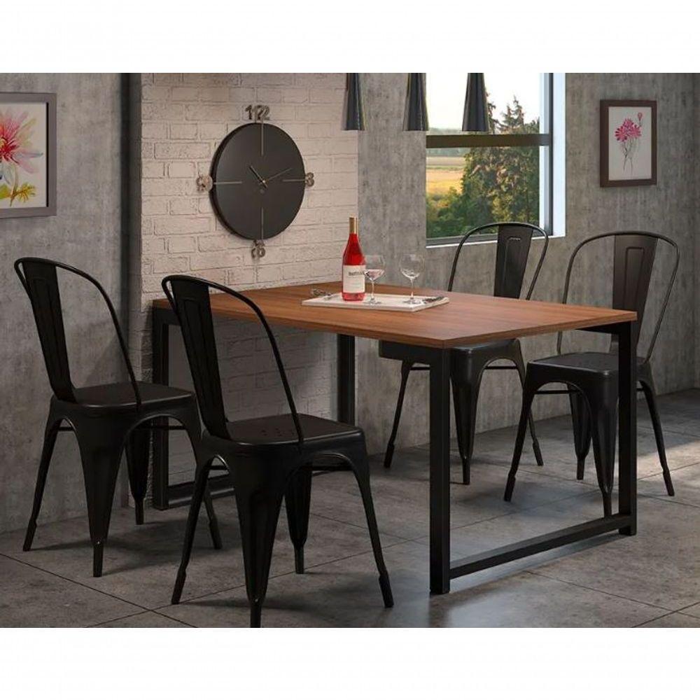 Kit 5 Cadeiras Tolix Iron Design Preto Fosco Aço Industrial Sala Cozinha Jantar Bar - 3