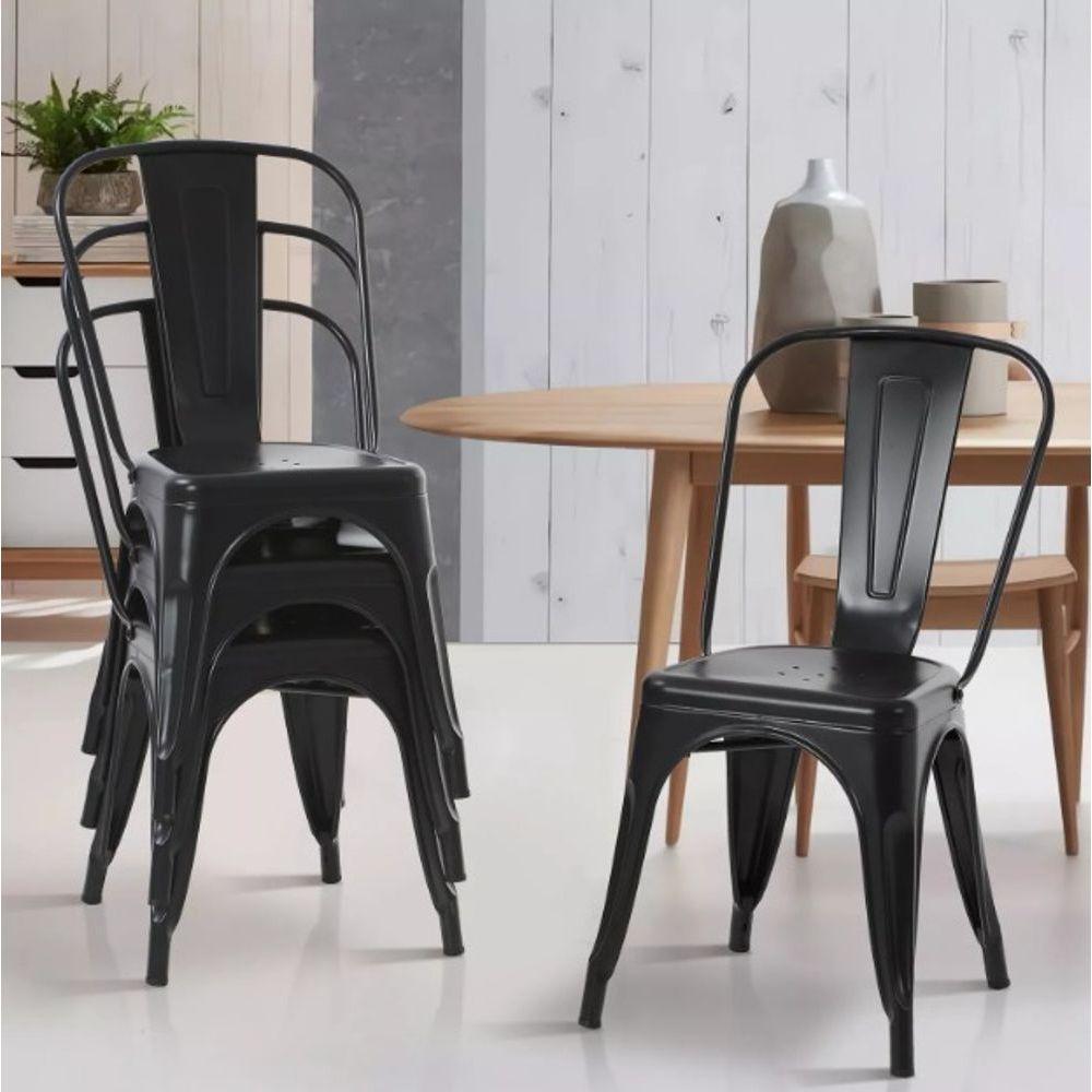 Kit 10 Cadeiras Tolix Fosca ? Aço Industrial Preto, Estilo Retrô Para Sala, Cozinha Ou Escritório - 5