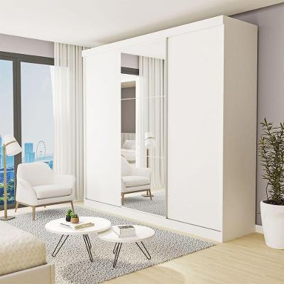 Guarda Roupa Casal Barcelona 3 Portas de Correr 4 Gavetas Branco MDP