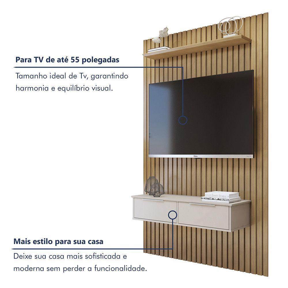 Painel Suspenso 138 Cm Com Nicho Vitória 100% Mdf Cinamomo/off White - 3