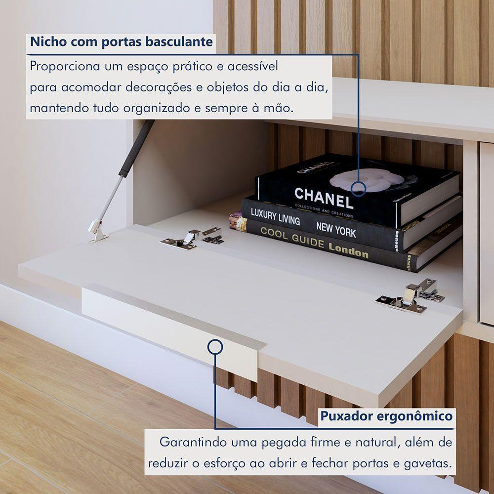 Painel Suspenso 138 Cm Com Nicho Vitória 100% Mdf Cinamomo/off White - 6