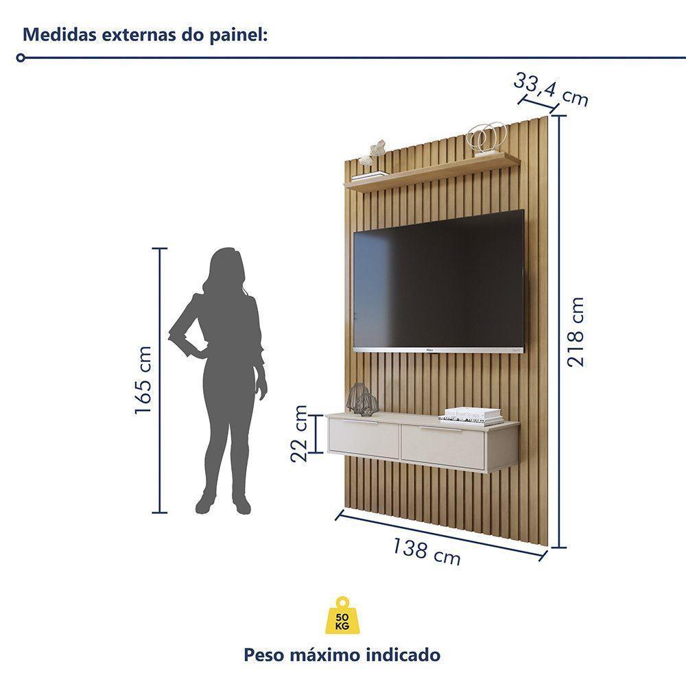 Painel Suspenso 138 Cm Com Nicho Vitória 100% Mdf Cinamomo/off White - 8