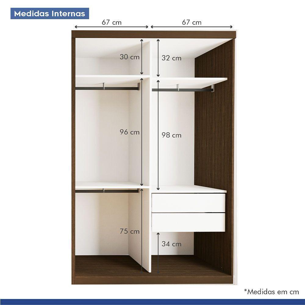 Guarda Roupa Solteiro Lila 2 Portas 6 Espelhos Minastex Freijó - 5