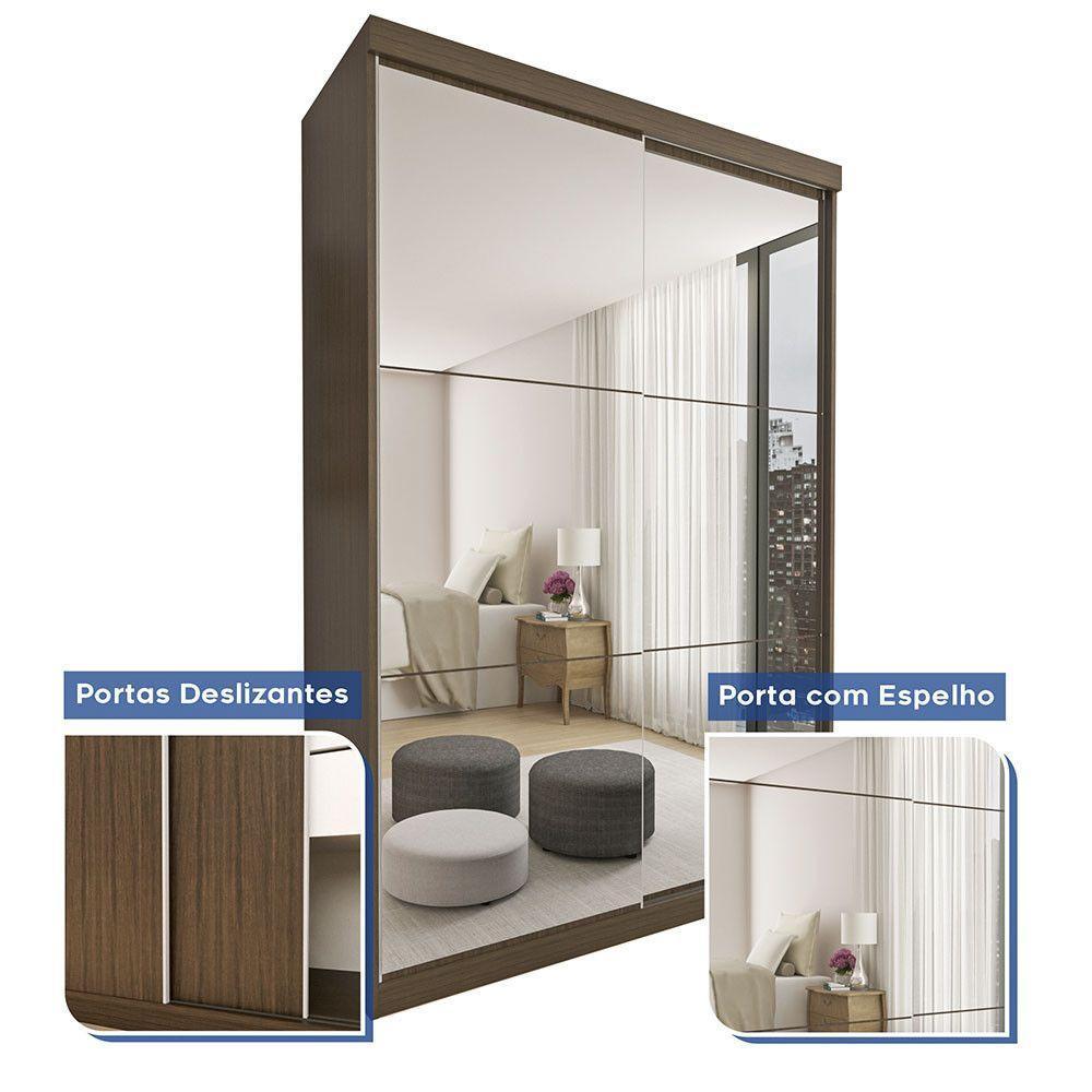 Guarda Roupa Solteiro Lila 2 Portas 6 Espelhos Minastex Freijó - 8