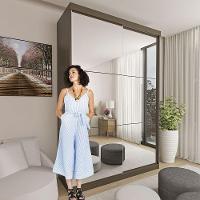 Guarda Roupa Solteiro Lila 2 Portas 6 Espelhos Minastex Freijó - 6