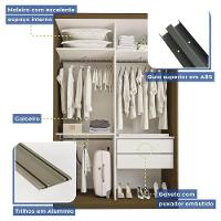 Guarda Roupa Solteiro Lila 2 Portas 6 Espelhos Minastex Freijó - 9