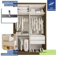 Guarda Roupa Solteiro Lila 2 Portas 6 Espelhos Minastex Freijó - 10