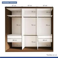 Guarda Roupa Casal Evidence 3 Portas E 3 Espelhos Minastex Freijó - 2