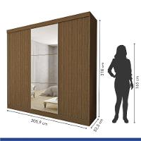 Guarda Roupa Casal Evidence 3 Portas E 3 Espelhos Minastex Freijó - 9