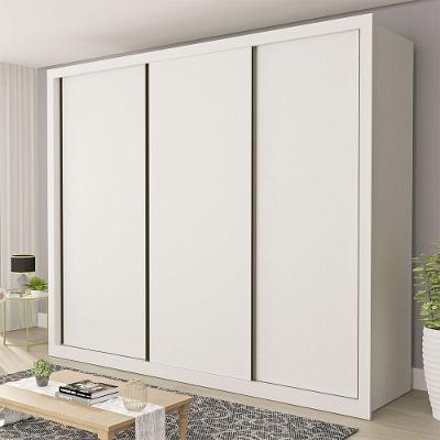Guarda Roupa Casal Nápoli 3 Portas de Correr 6 Gavetas Branco MDP Minastex