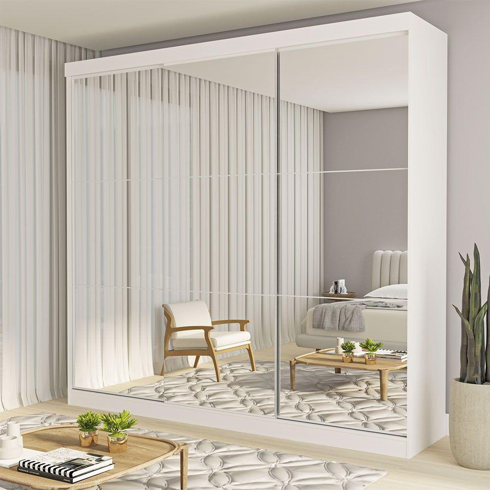 Guarda Roupa Casal Isabela 3 Portas E 9 Espelhos Minastex Branco - 2