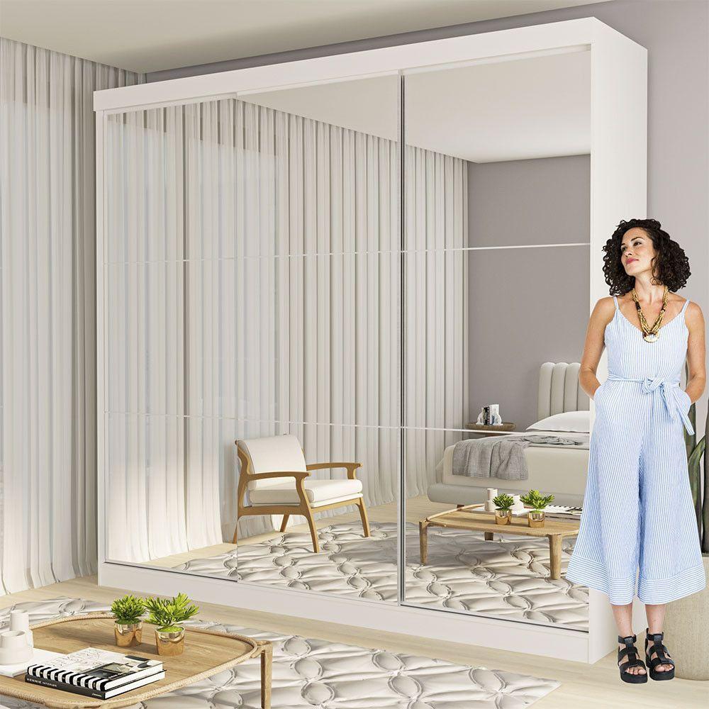 Guarda Roupa Casal Isabela 3 Portas E 9 Espelhos Minastex Branco - 8