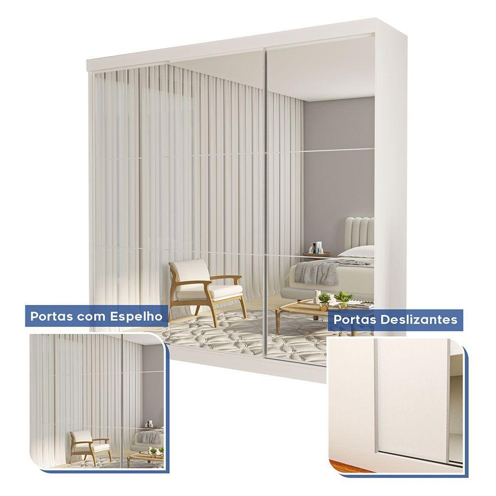 Guarda Roupa Casal Isabela 3 Portas E 9 Espelhos Minastex Branco - 9