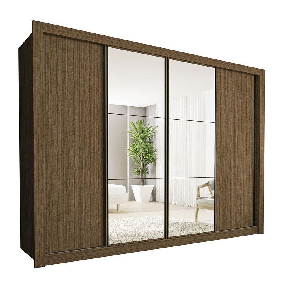 Guarda Roupa Casal Firenze Com 6 Espelhos 4 Portas Minastex Freijó - 2