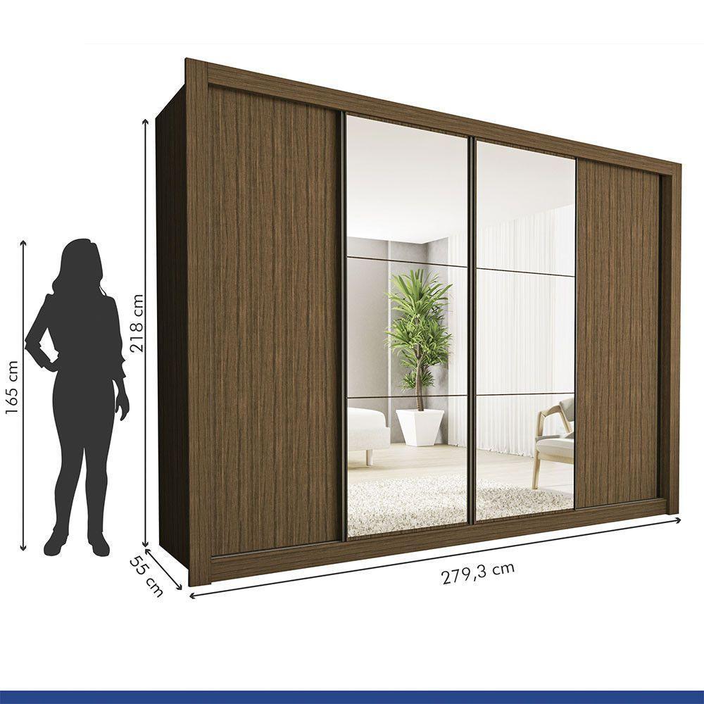 Guarda Roupa Casal Firenze Com 6 Espelhos 4 Portas Minastex Freijó - 4