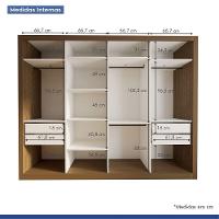 Guarda Roupa Casal Firenze Com 6 Espelhos 4 Portas Minastex Freijó - 5