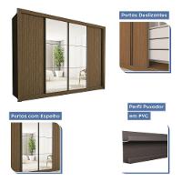 Guarda Roupa Casal Firenze Com 6 Espelhos 4 Portas Minastex Freijó - 7