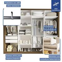 Guarda Roupa Casal Firenze Com 6 Espelhos 4 Portas Minastex Freijó - 10